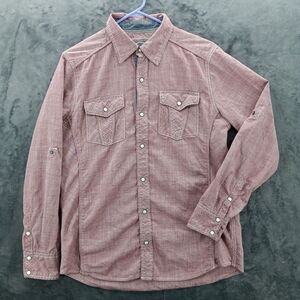 BKE Buckle Long Sleeve Western Pearl Snap Shirt Mauve Pink Men’s Size M